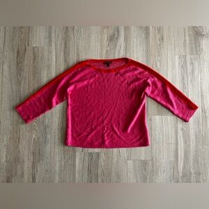 Eileen Fisher Women’s 100% Linen Pink/Red Top 3/4 Sleeves Bateau Neckline - XS